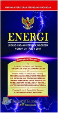 Undang-undang republik indonesia nomor 30 tahun 2007 tentang energi